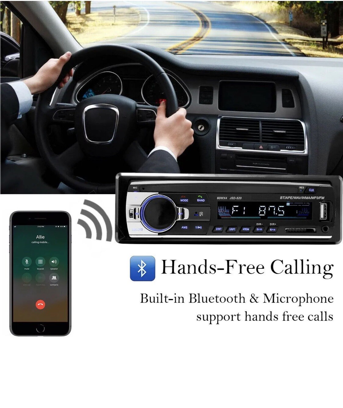 Bluetooth Car Stereo Audio In-Dash FM Aux Input Receiver SD USB MP3 Radio Player