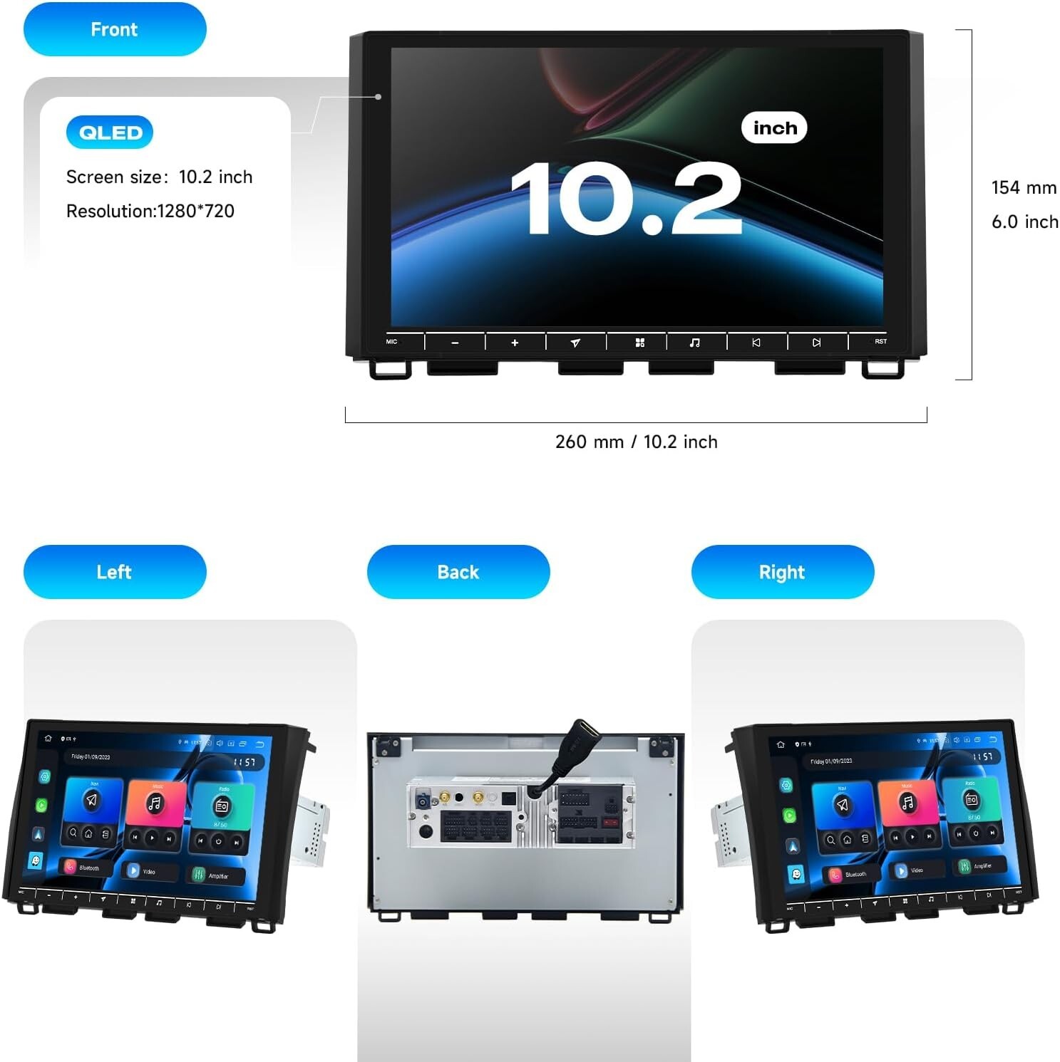 Dasaita 10.2″ Android 13 Car Stereo for Toyota Tundra 2014-2021 T-Style CarPlay