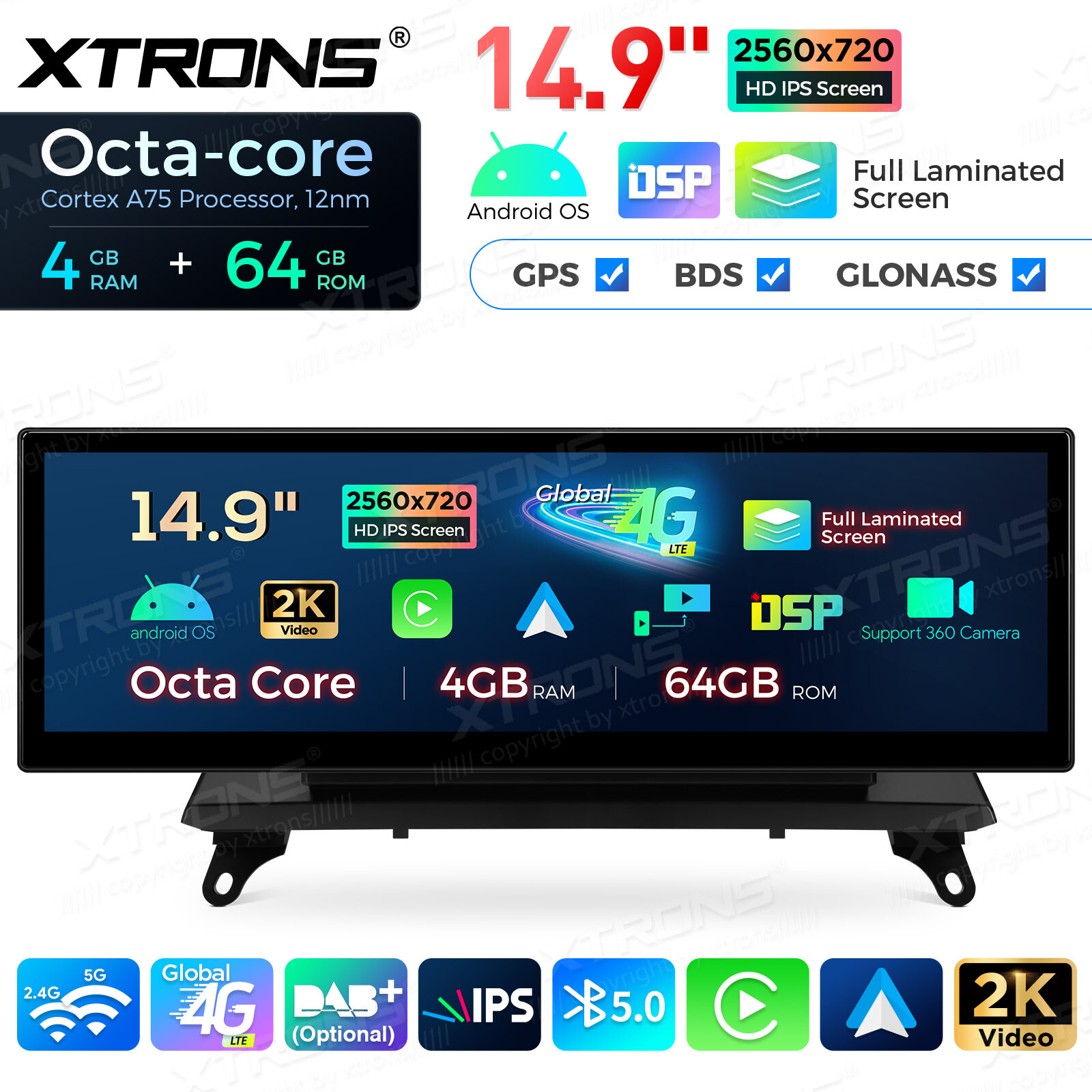 Android 14 Stereo for BMW X5 E70 X6 E71 14.9 inch Screen Wireless CarPlay 4G 64G
