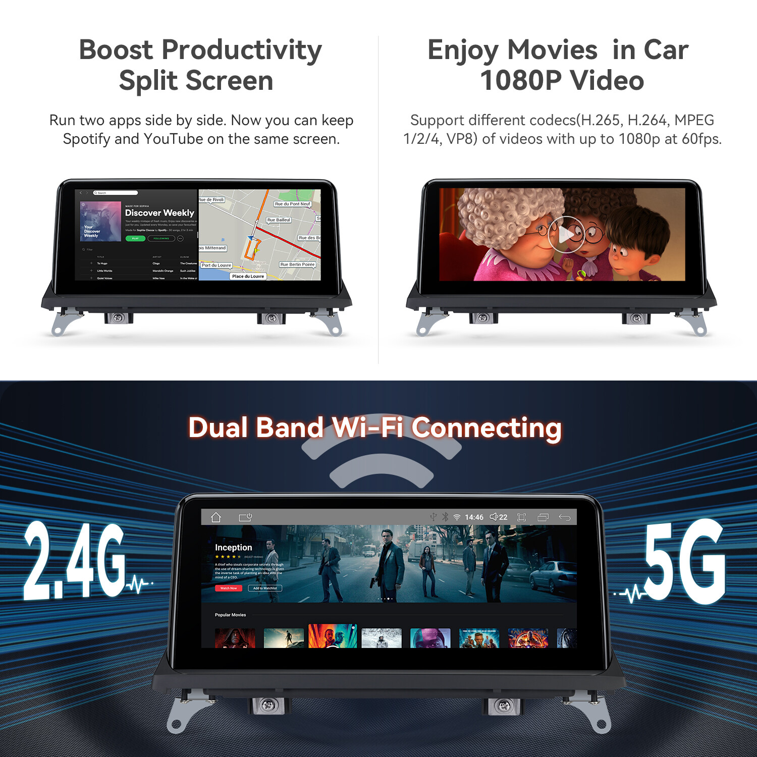 10.25″ Android 12 Car GPS Radio Stereo Navi 64G BT for BMW X5 X6 E70 E71 CIC CCC