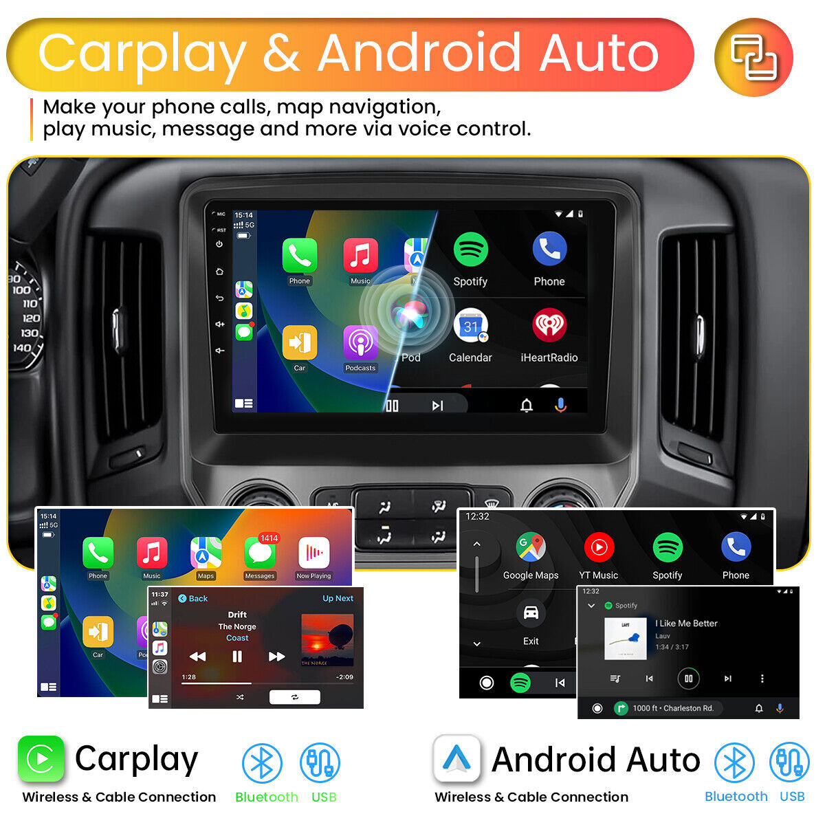 Android Car Stereo Radio CarPlay For Chevrolet Silverado GMC Sierra 2014-2018
