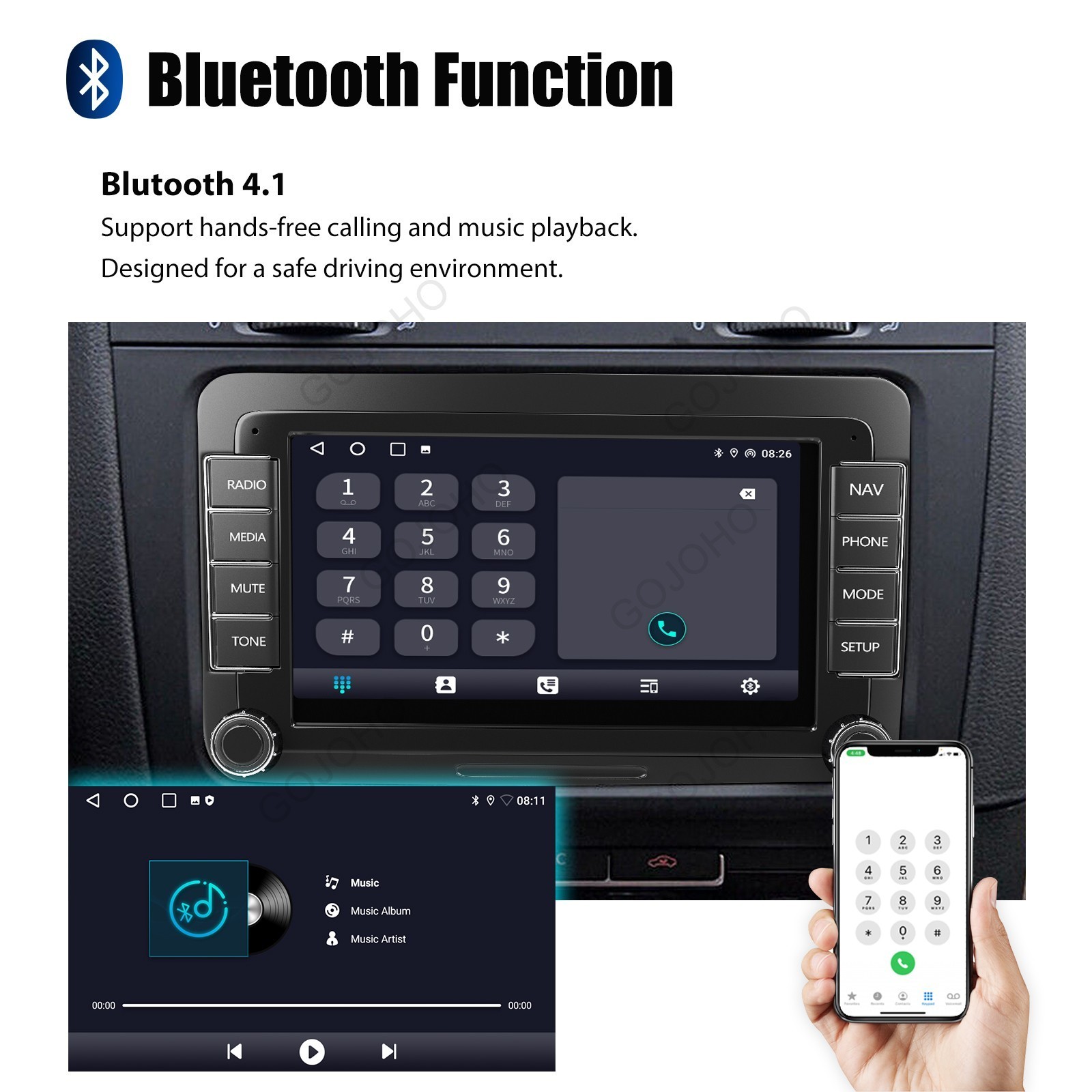 4+64G 7″ Android 14 Car Stereo Radio GPS Carplay For VW Golf MK5 MK6 Caddy Jetta