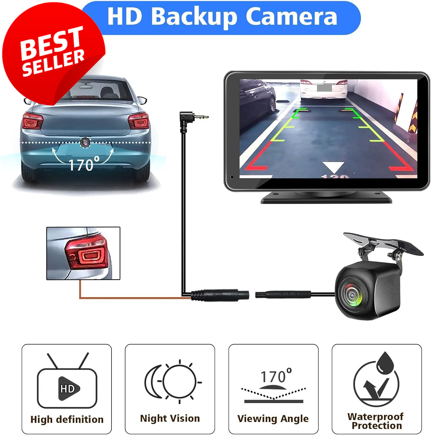 7″ Wireless CarPlay Android Auto Screen Bluetooth 5.2 Backup Camera FM AUX – US