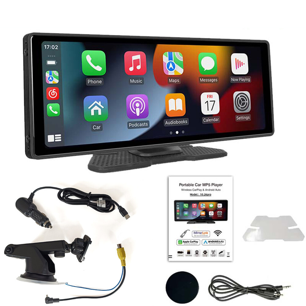 10.26″ Portable Bluetooth Touch Screen CarPlay Android Auto GPS USB Car Stereo