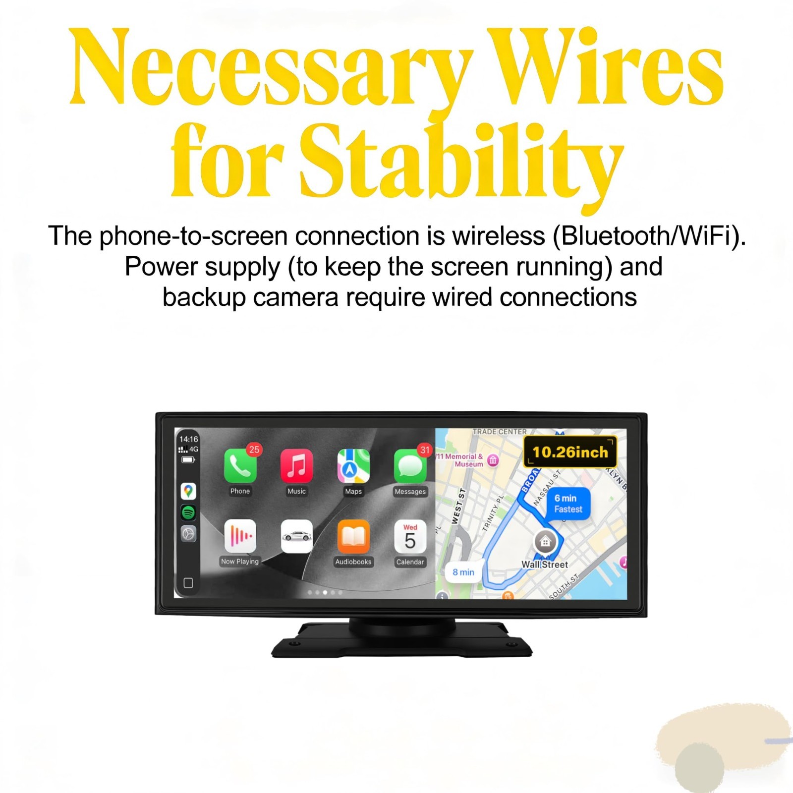 10.26″ Wireless CarPlay & Android Auto Car Stereo, 4K Dash Cam, 1080P Backup Cam