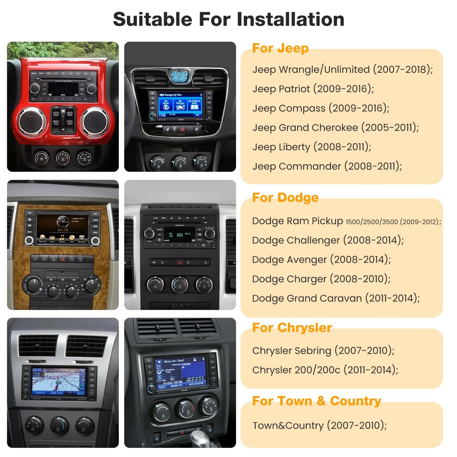10.2″ QLED Touch Screen Car Stereo for Jeep Wrangler & Dodge Ram, Android 15, Wi