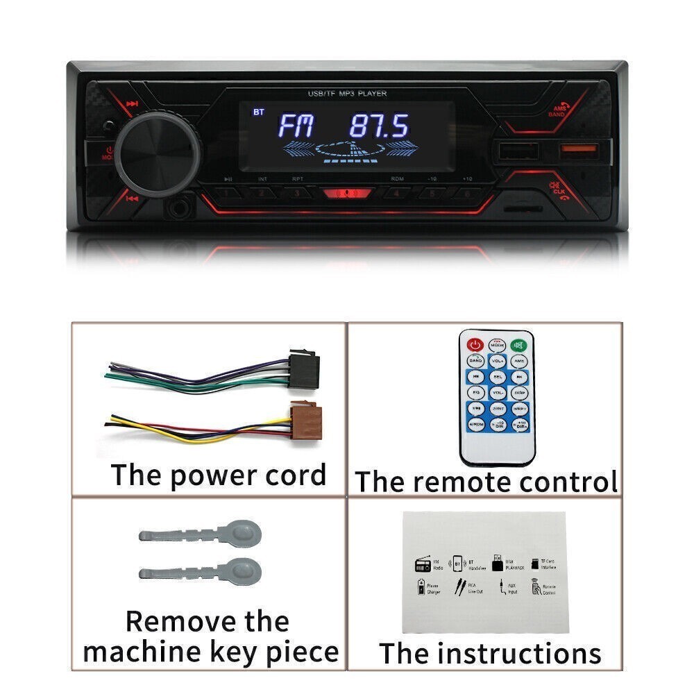 Bluetooth Car Stereo Audio In-Dash FM Aux Input Receiver SD USB MP3 Radio Player