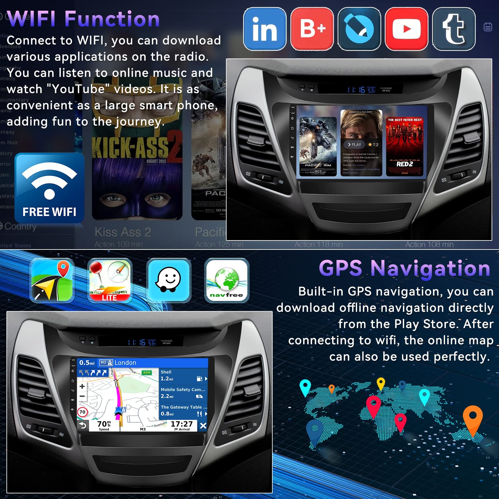 Sixtop Hifi Audio 264G Android Car Stereo For Hyundai Elantra 2014-2016
