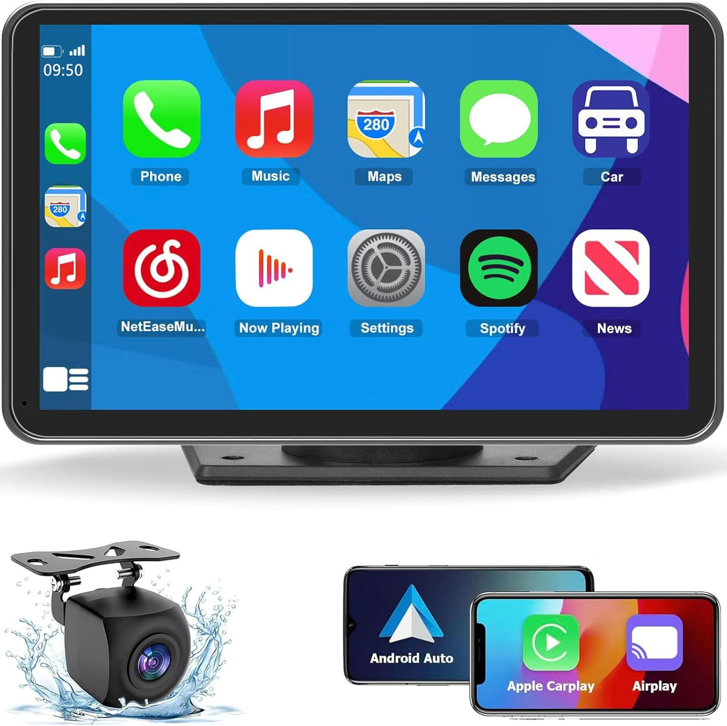 7″ Wireless CarPlay Screen Android Auto Touch GPS Bluetooth Backup Camera – US