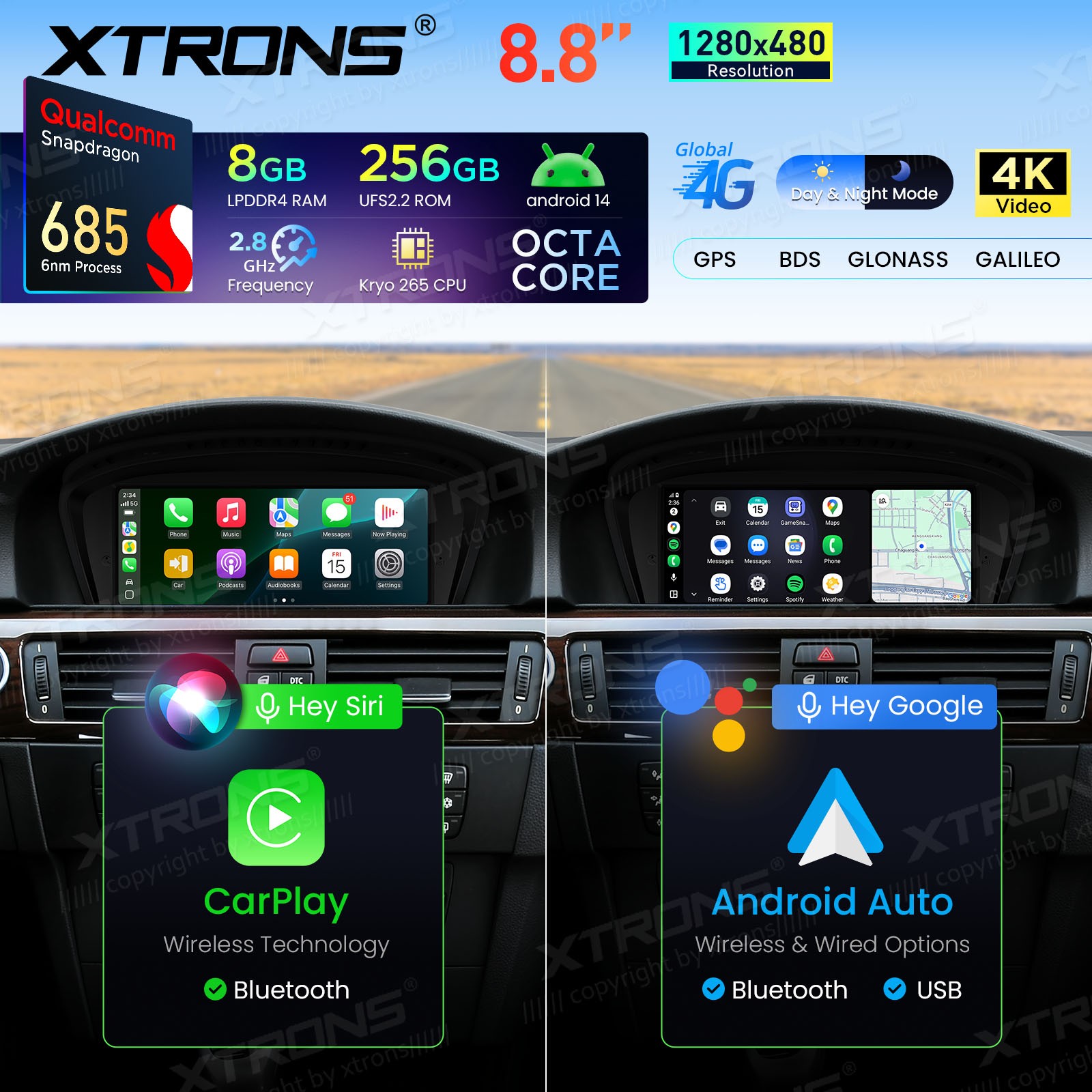 Android 14 8.8″ For BMW 3 5er E90 E60 CIC CarPlay Car Screen Upgrade GPS 8+256G