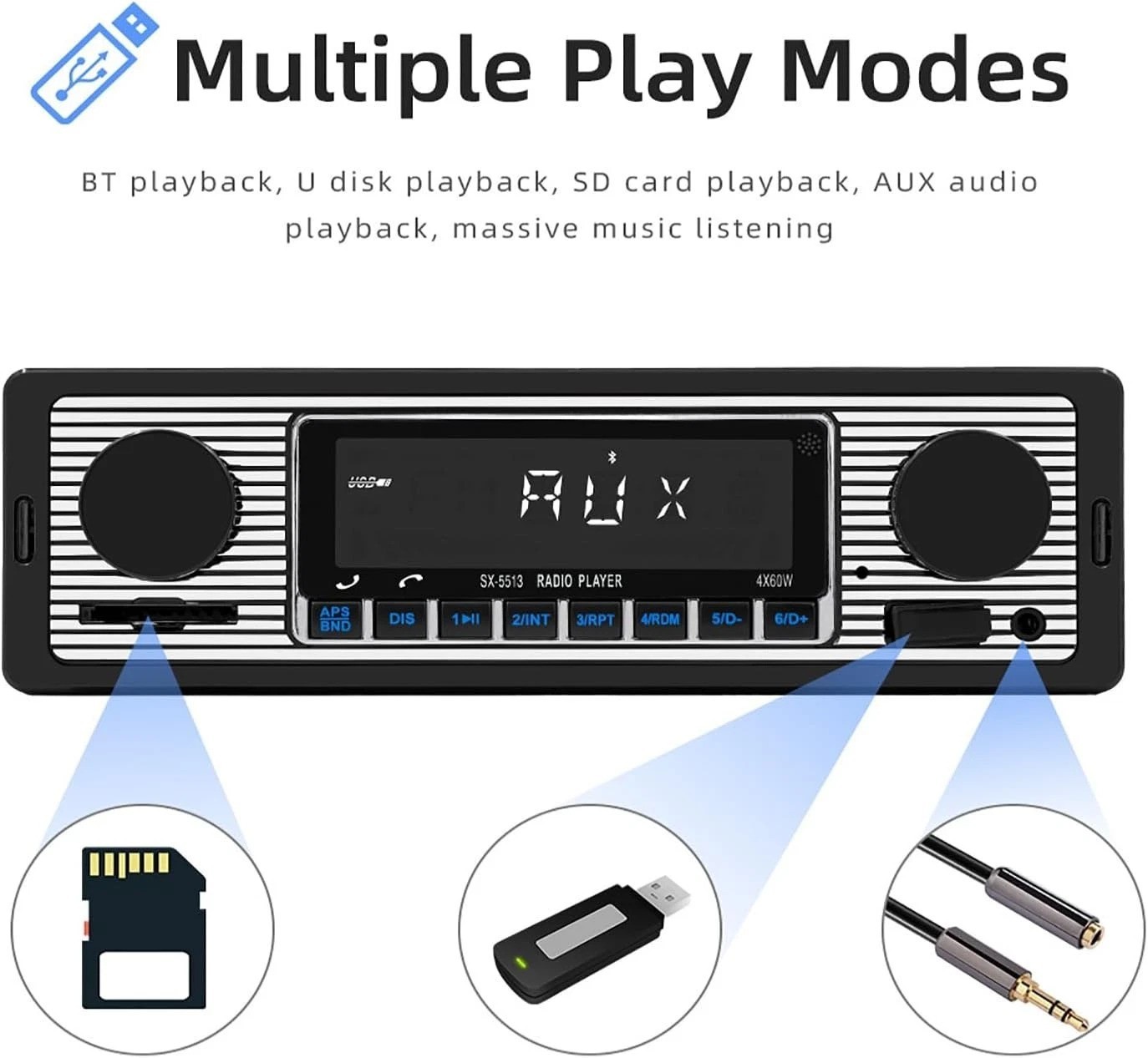 Classic Single Din Car Radio with Bluetooth, Car Stereo FM Radio Receiver, Ha…