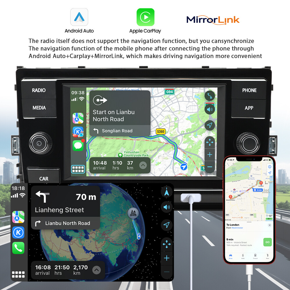 6.5″ Touch Screen Carplay Android Auto MirrorLink Radio Stereo MQB 5GD035280C