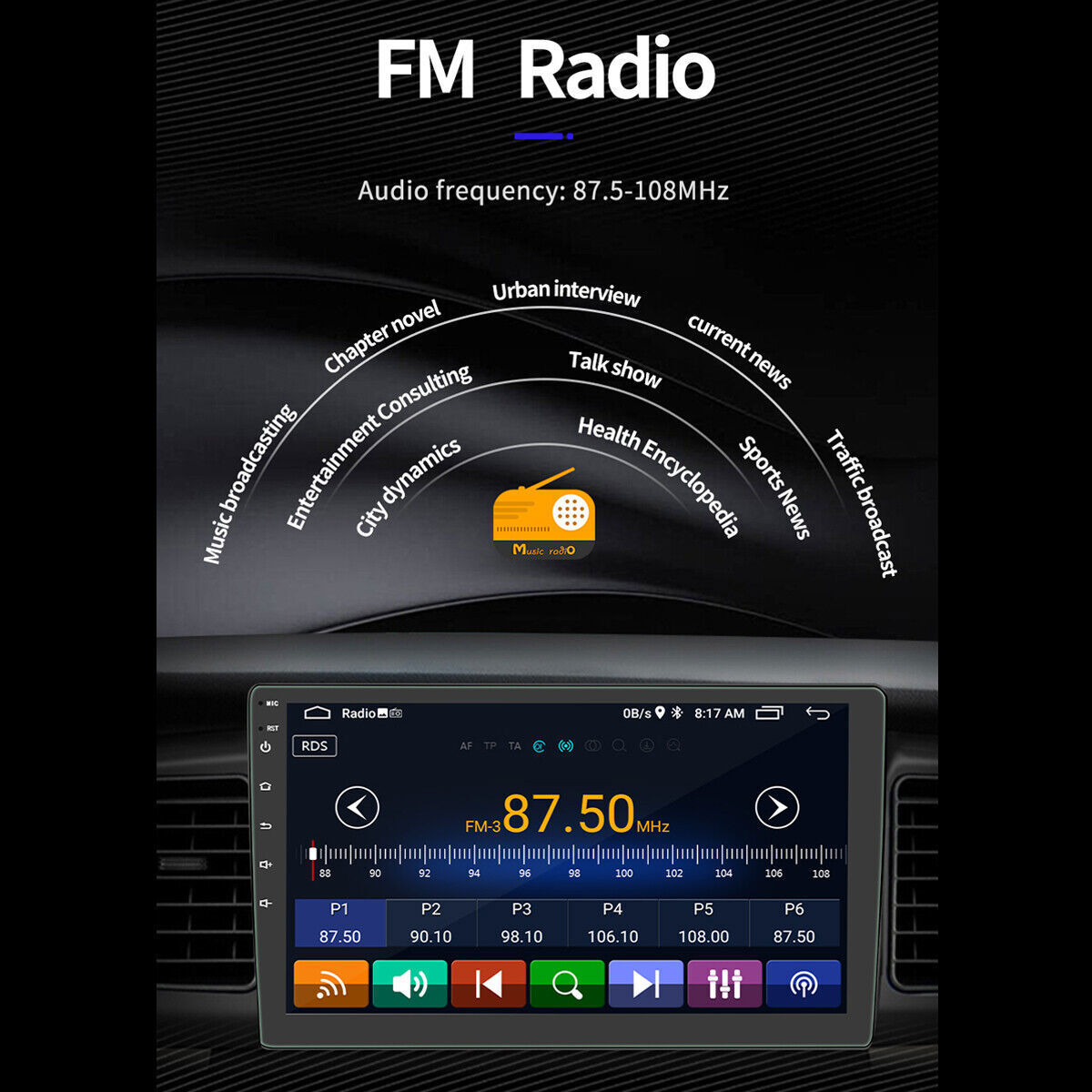 2 Din 9″ Android 12 Car Stereo Radio GPS Navi Touch Screen WiFi CarPlay W/Camera