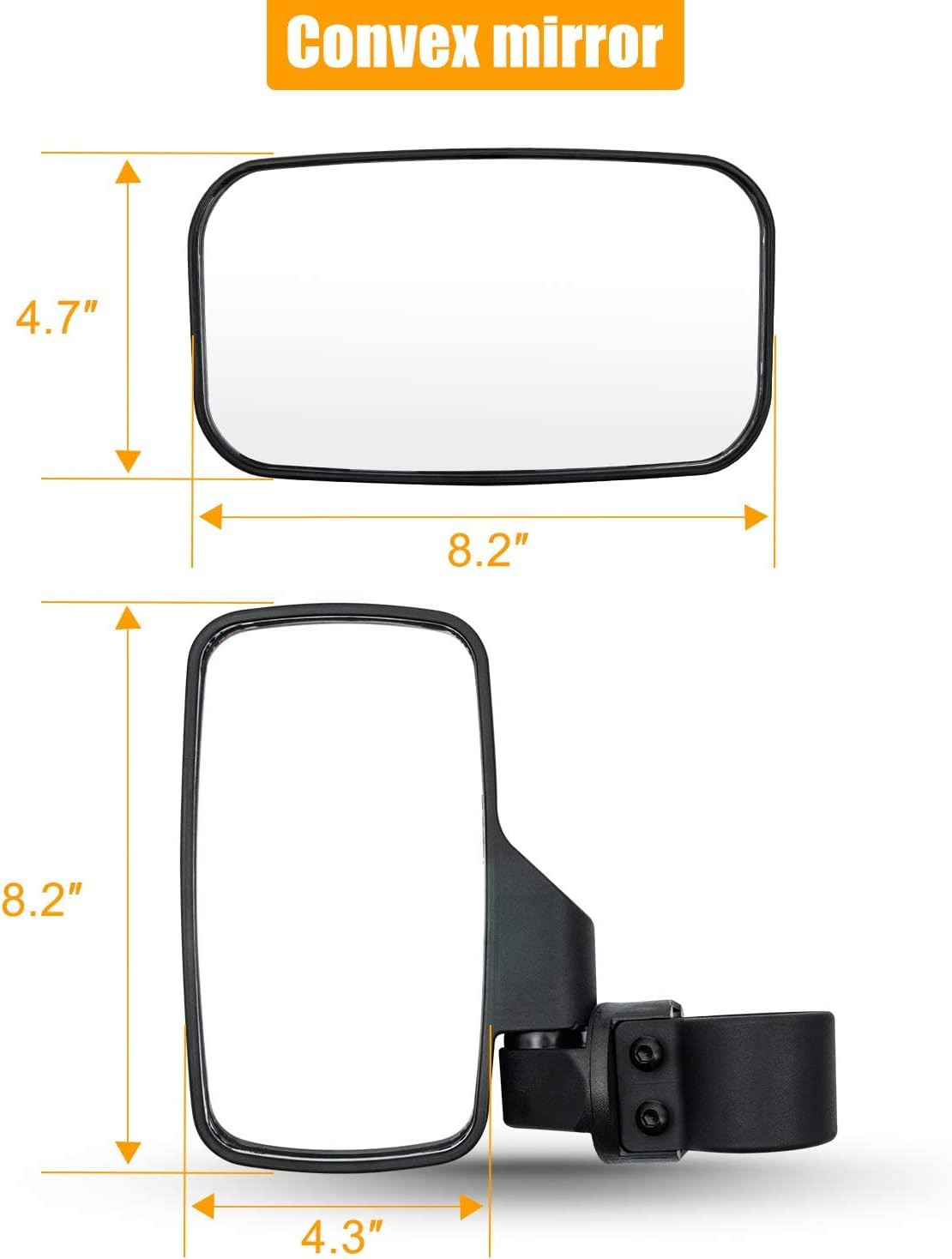 RANSOTO UTV Side Rear View Mirror and Center Mirror for 1.6″ to 2″ Bar Compatibl