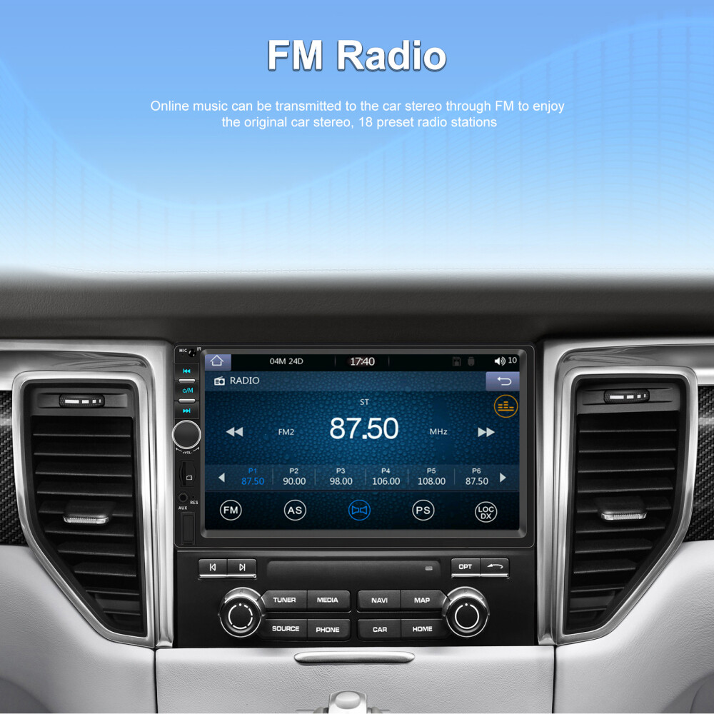 7″ Double 2DIN Carplay Car Radio Android Auto Bluetooth USB FM Mirror Link +Cam
