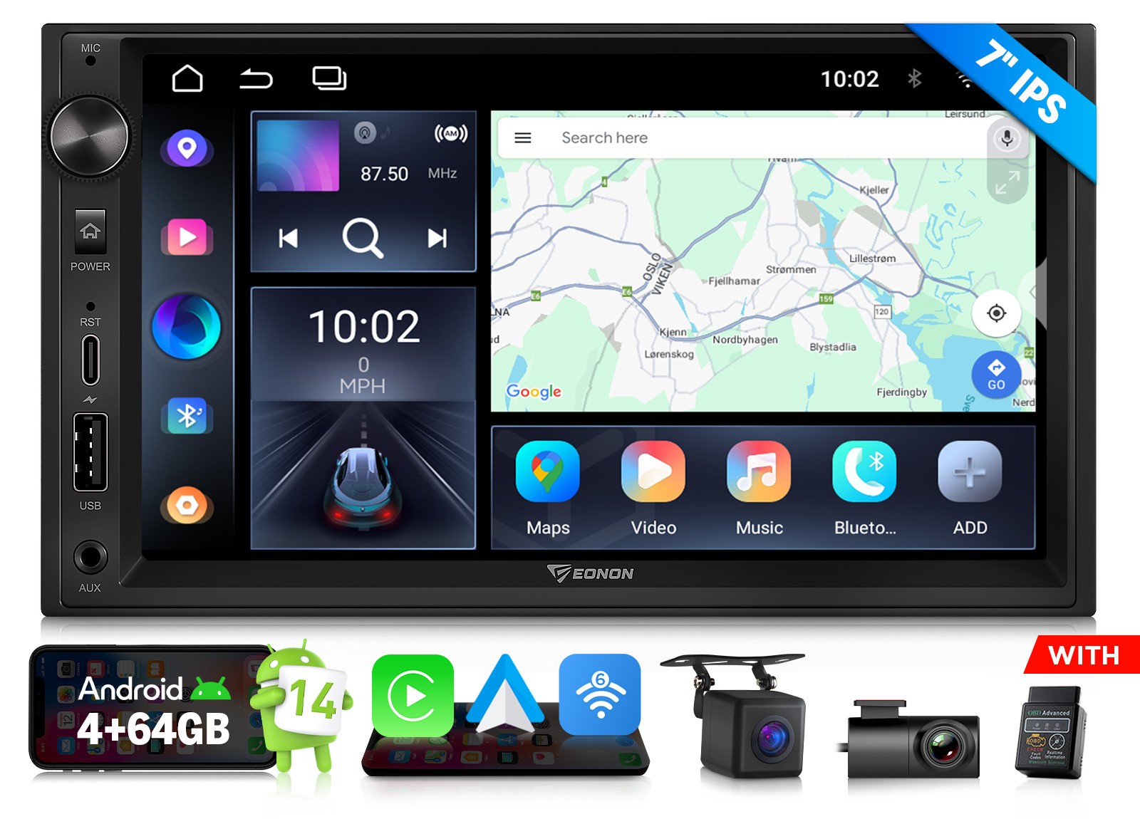 CarPlay Android Auto 14 4+64G Radio 2DIN 7″ Touchscreen GPS Bluetooth DSP Stereo