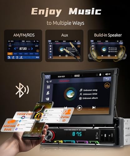 Wireless CarPlay Single Din Car Stereo,5.1 Bluetooth Car Radio AM/FM/RDS,7