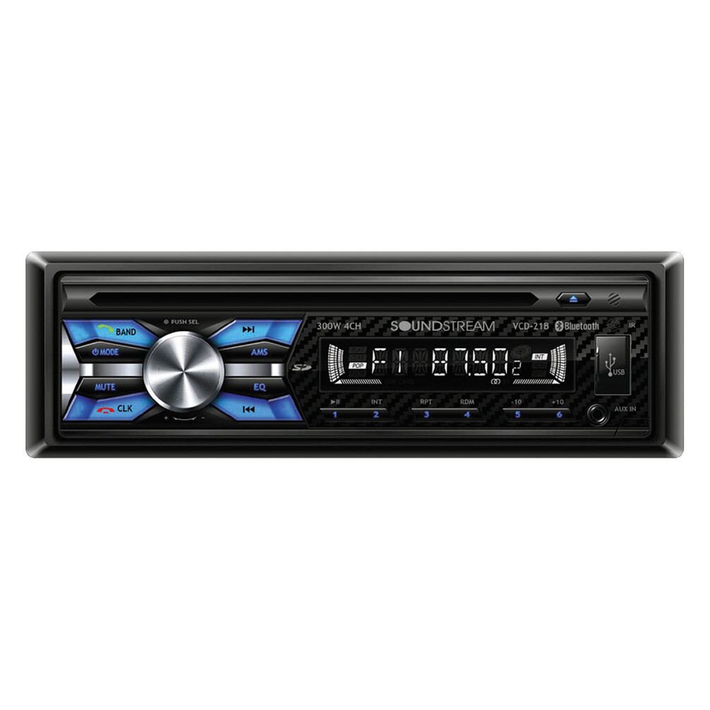 SOUNDSTREAM VCD-21B SINGLE DIN CD PLAYER W/32GB USB PLAYBACK & BLUETOOTH