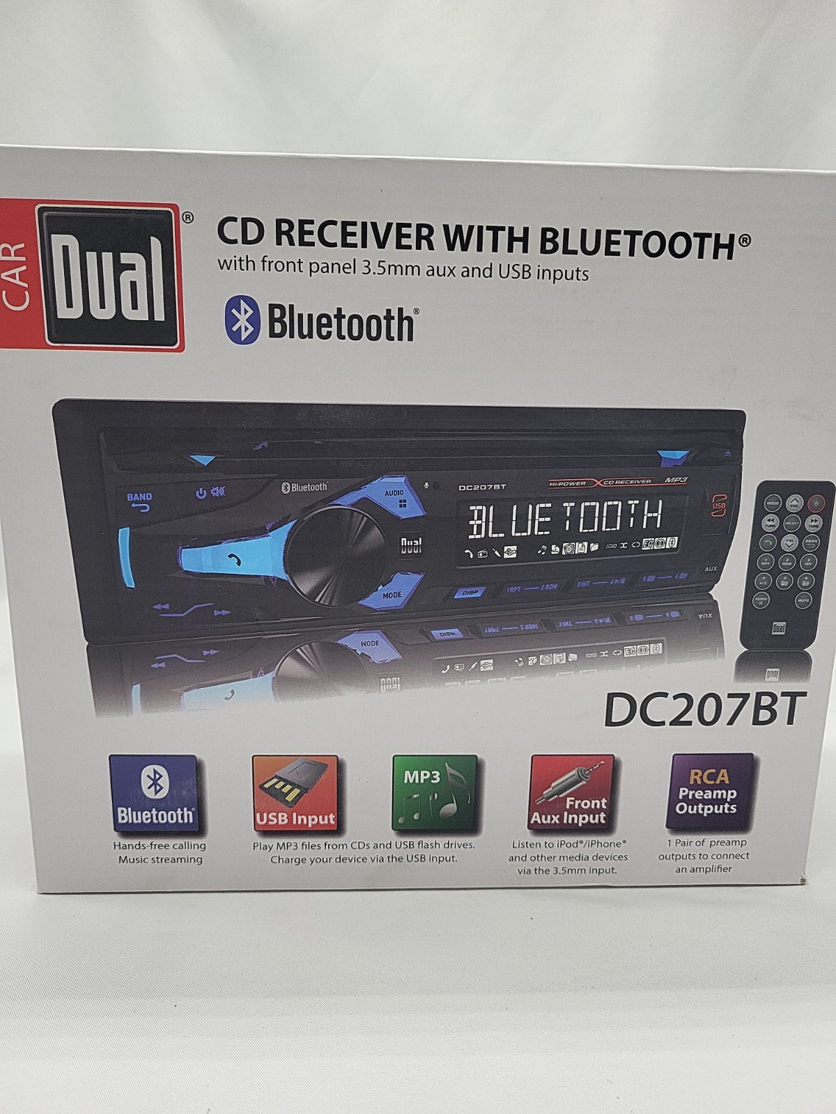 Car Dual CD Receiver W/Bluetooth – DC207BT – 2021 – W/Remote – USB – MP3 – RCA
