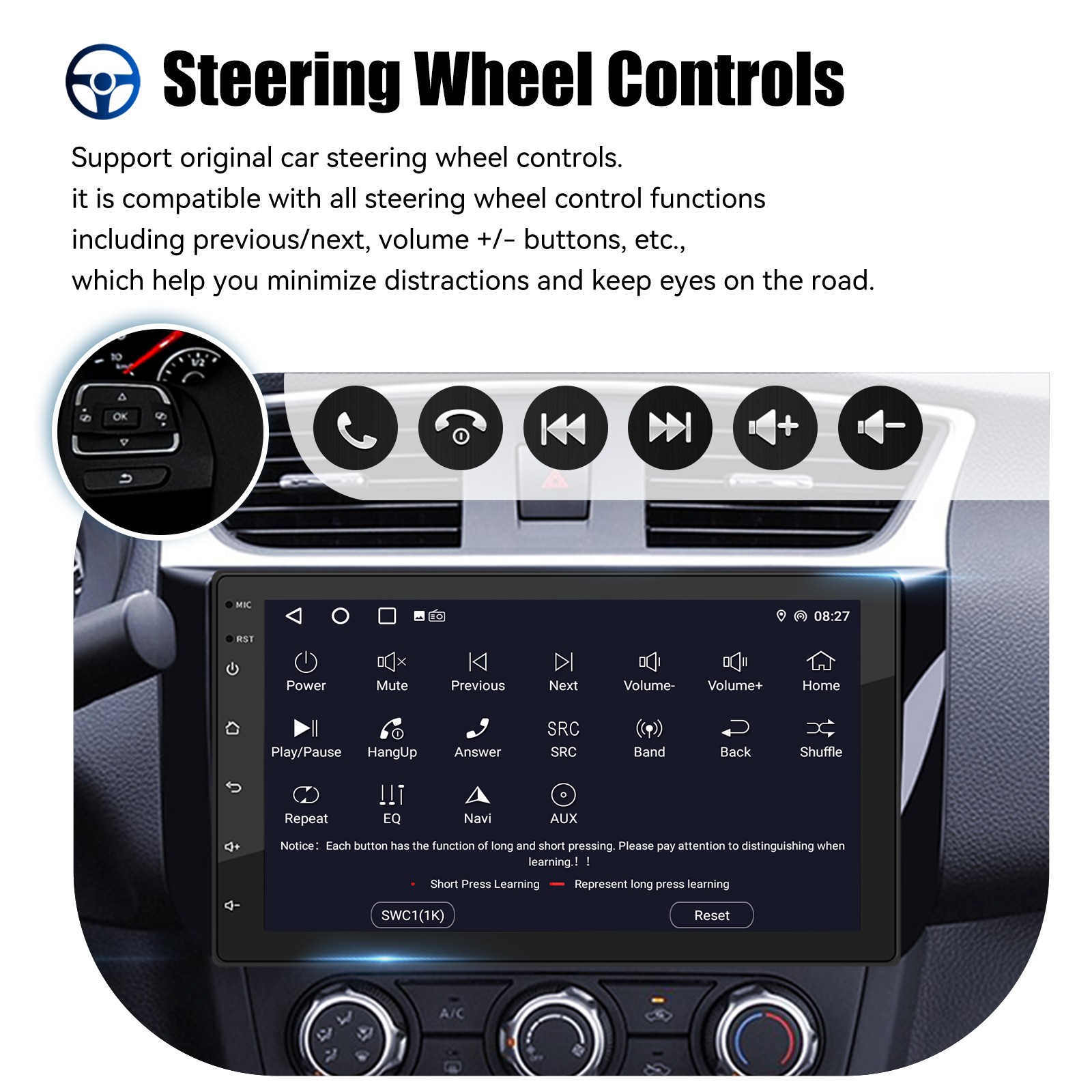 Double 2 DIN 7″ Car Stereo CarPlay 2+32GB Android 15 FM Radio GPS Head Unit WIFI