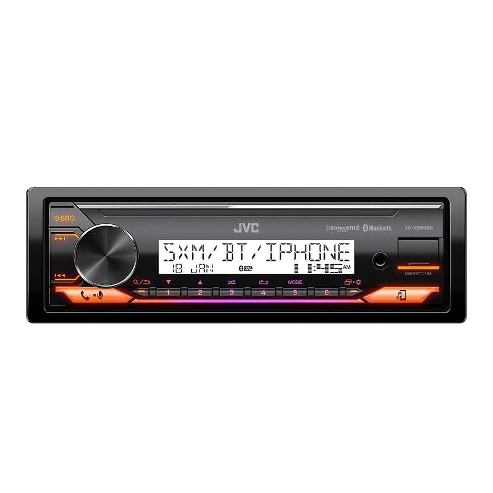 JVC KD-X38MBS 1 DIN Marine MotorSports Bluetooth USB AUX LED AM/FM Receiver