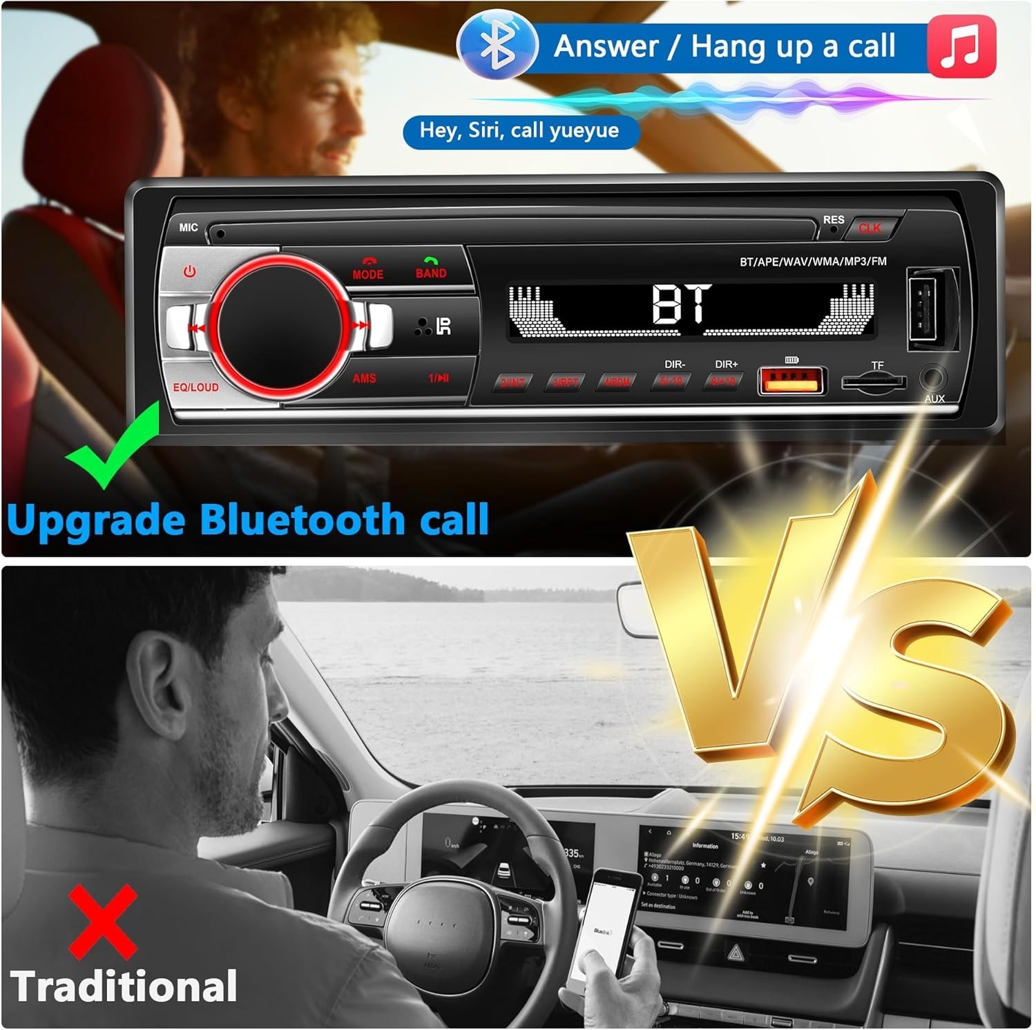 Compatible with Car Model Single DIN Car Radio Bluetooth FM USB AUX MP3