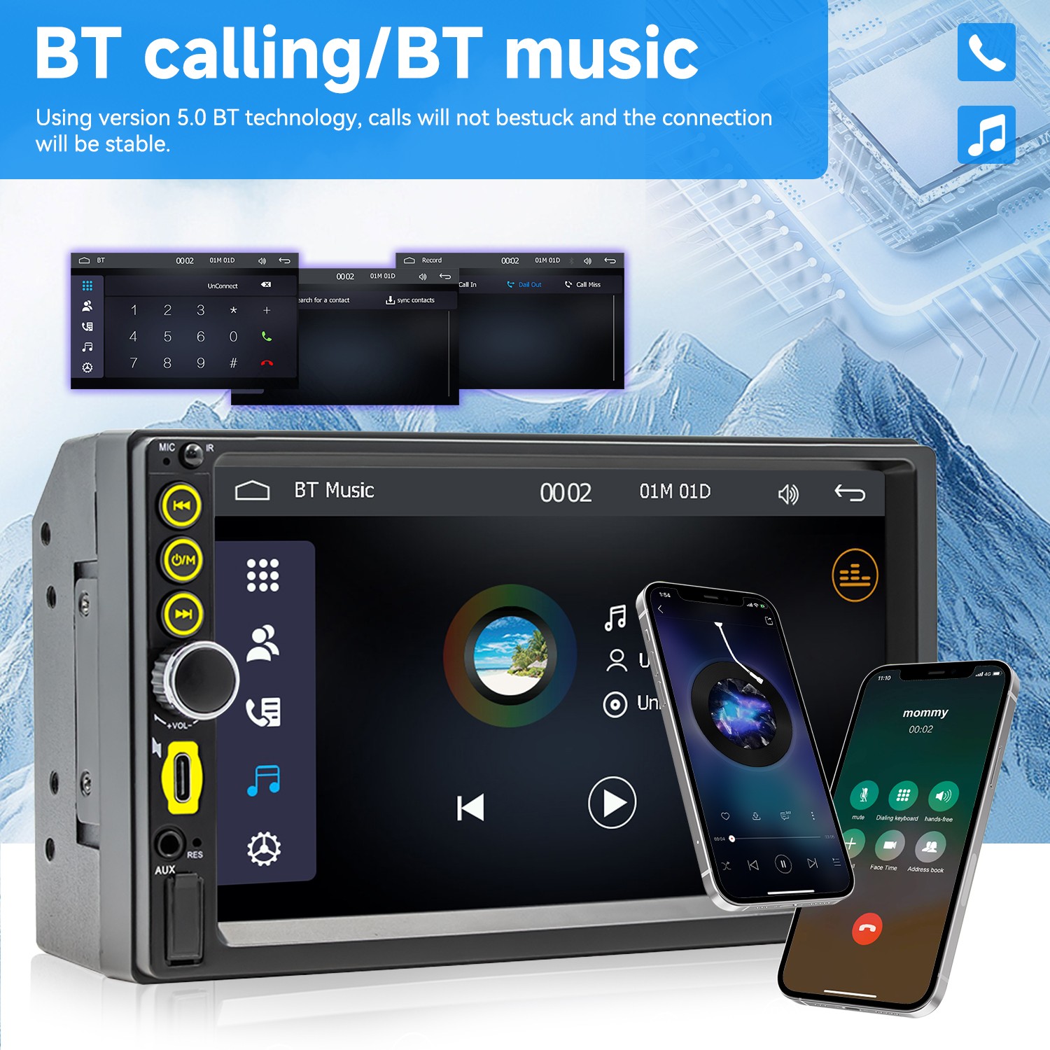 Double Din 7 inch Car Radio Stereo Wireless Carplay Android Auto You-Tu-be Video