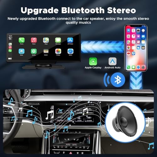 9.26″ Wireless Carplay and Android Auto with 2.5K Dash Cam, 1080P Backup