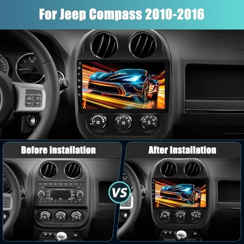 Car Radio for Jeep Compass Patriot 2010-2016, 10.1 inch Touch Screen 2+64G