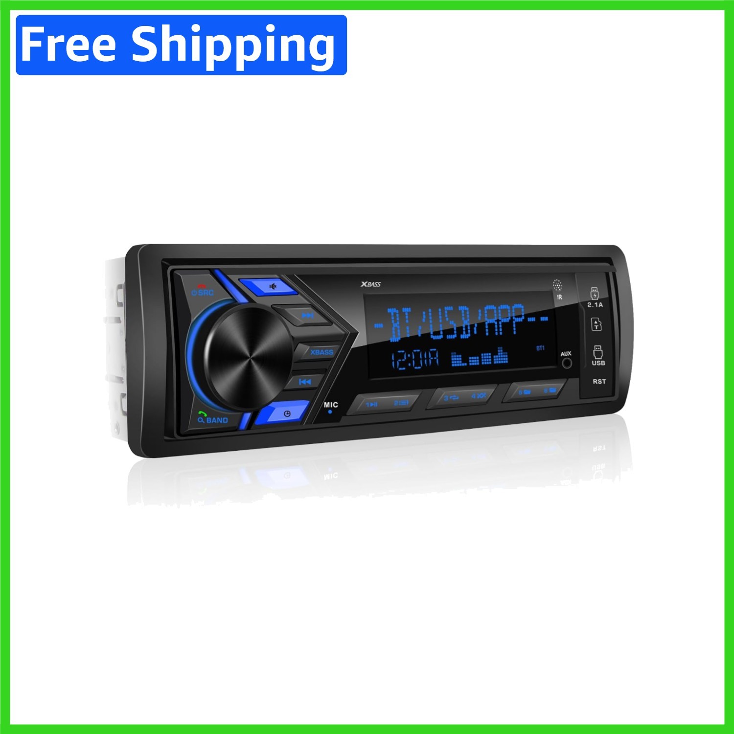 HD LCD Bluetooth Car Stereo with 4-Channel RCA Outputs & Extra Bass Equalizer