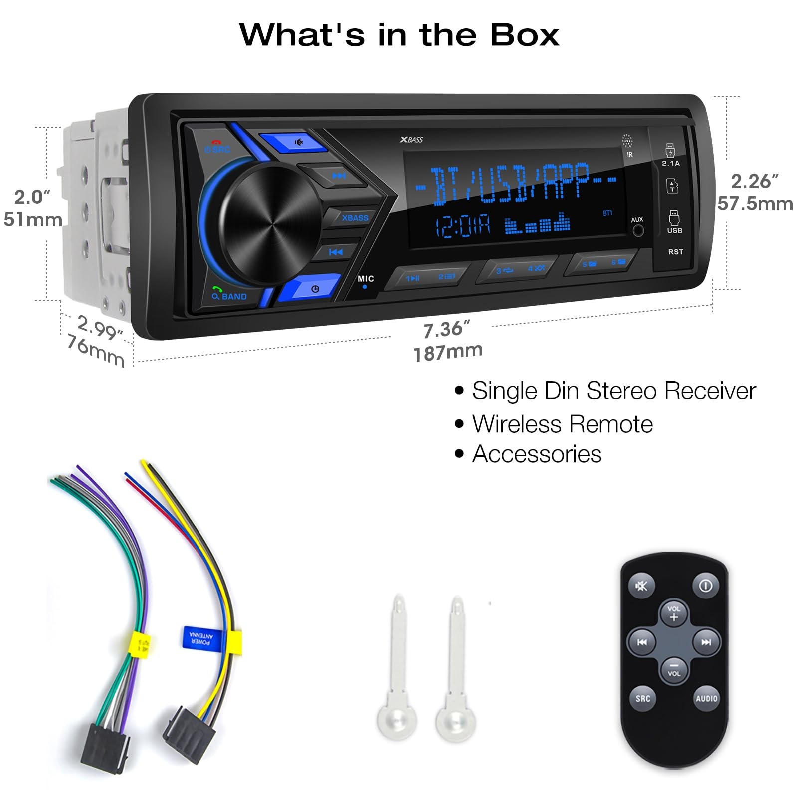 Bluetooth Car Stereo Marine Radio: Single Din LCD Display Audio System – Indash