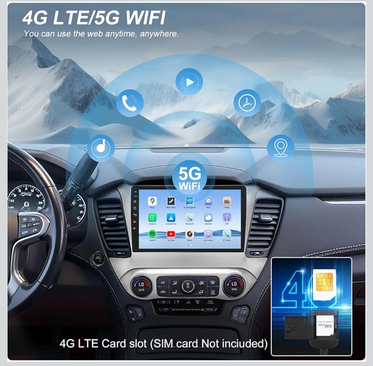 2015-2019 Chevy-Suburban/Tahoe, GMC-Yukon, 10.1″ 8-Core, 4/64GB