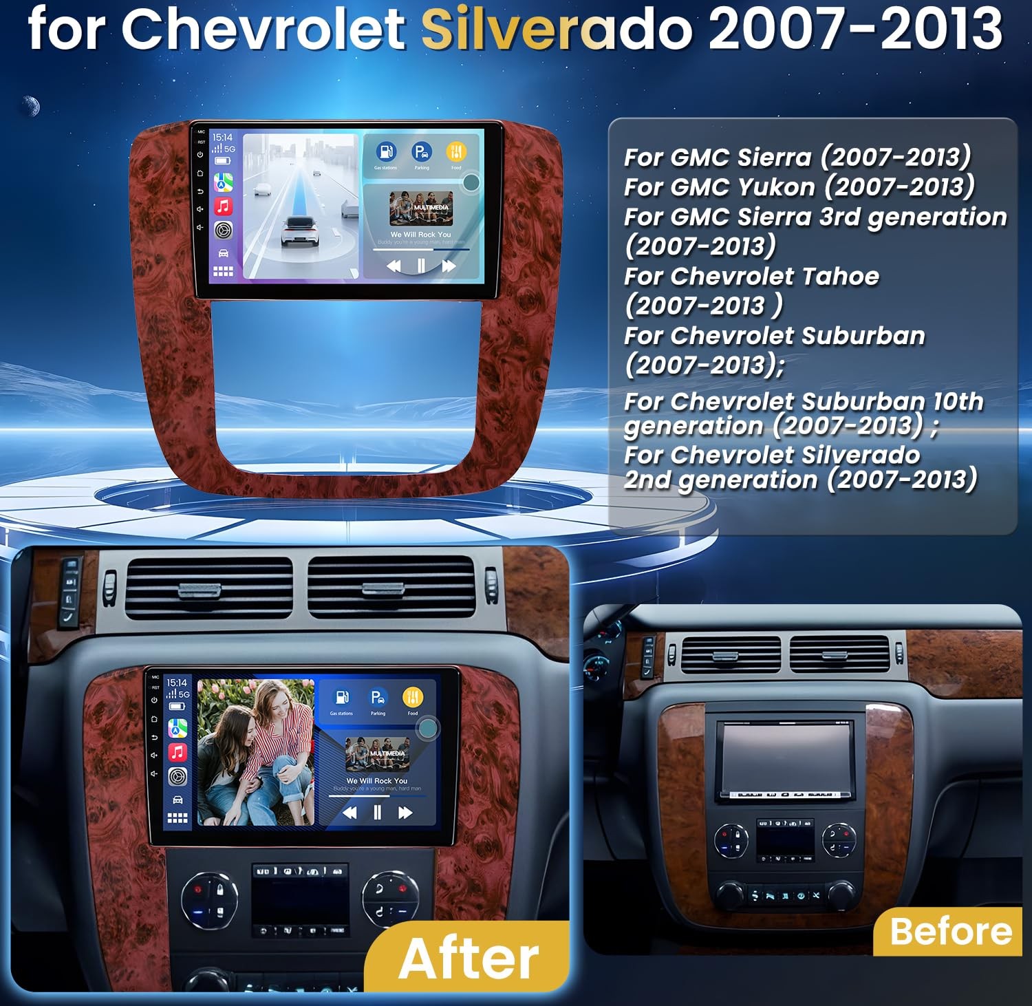 32G Car Radio for Chevy Silverado 07-13 GMC Touchscreen 1280*800 Stereo carplay