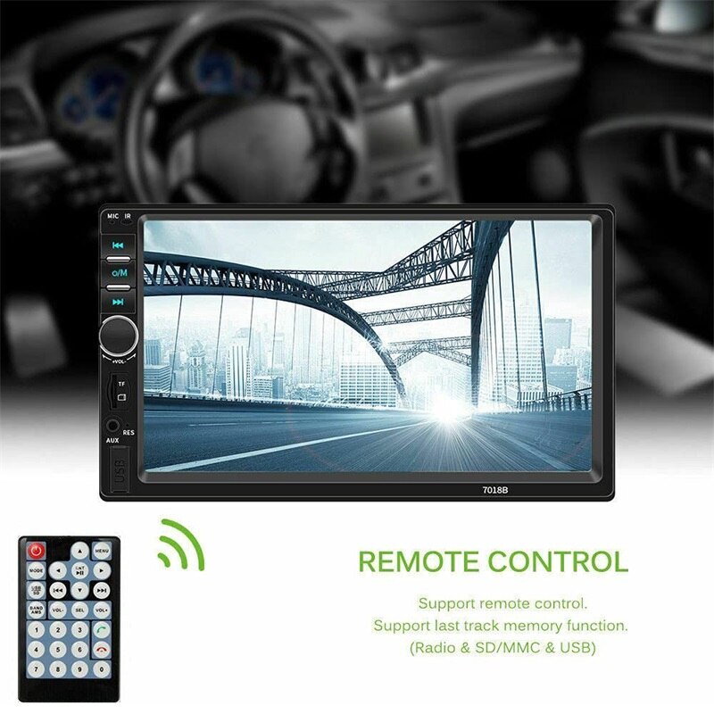 2 Din Car Radio 7″ HD Touch Screen Audio Stereo Video MP5 Multimedia Player