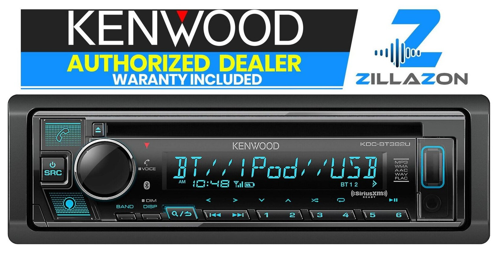 Kenwood KDC-BT382U CD Receiver w/ 1.5 Line Text Display & Bluetooth/Amazon Alexa