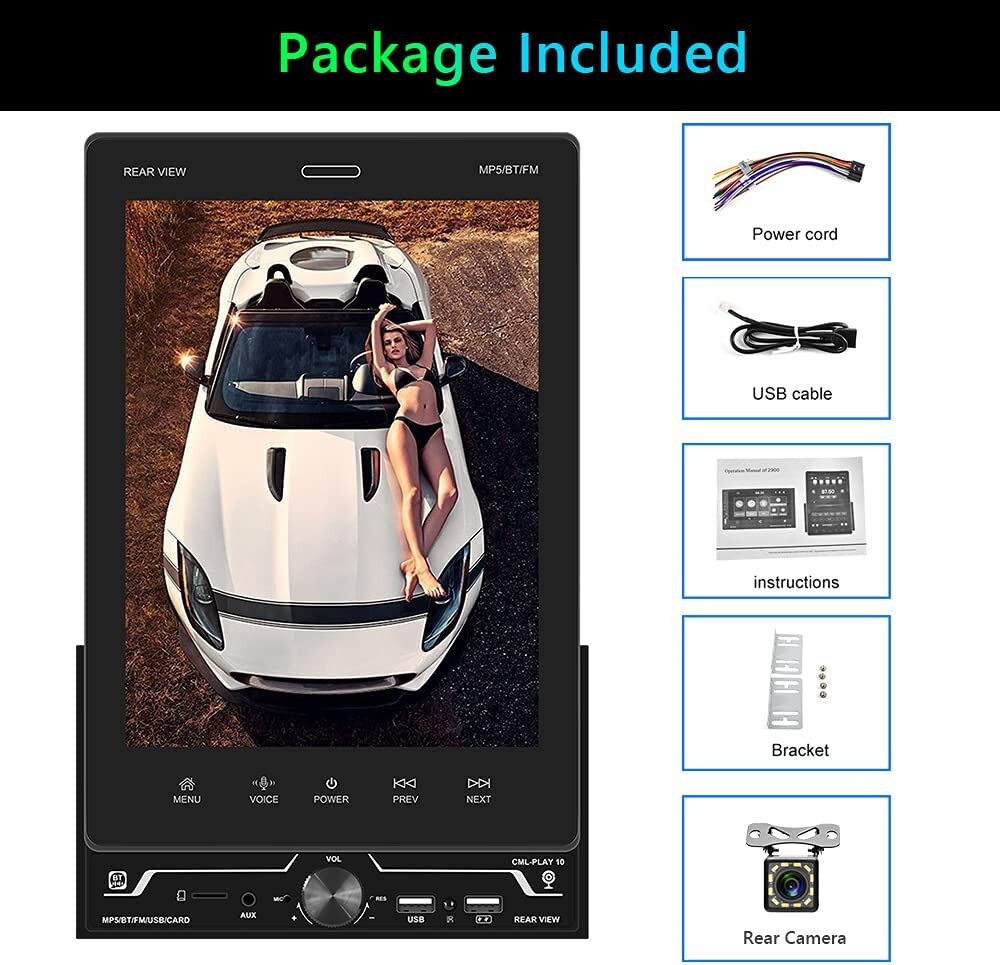 9.5 Inch Vertical Screen Support Mirror Link/FM/USB MP5 Car Stereo Double Din