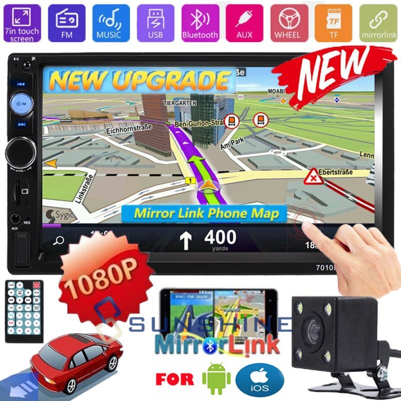 7″ IOS/Android GPS Estereo De Pantalla Para Coche Carro MP5 Radio USB Mirrorlink