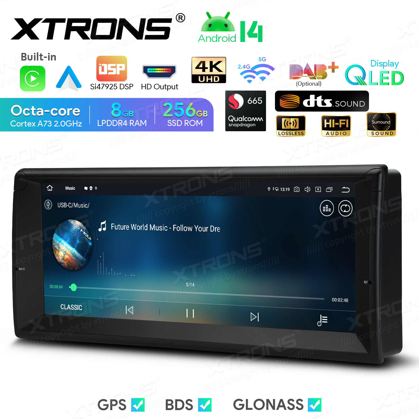 CAM+ For BMW E39 E38 QLED 10.25″ Android 12 8+128GB Car Play GPS Stereo Radio 4G