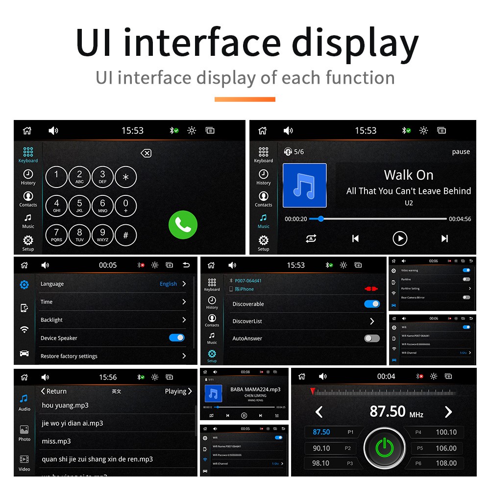 7” LCD Car MP5 Player With Remote Control Android Auto Carplay BT FM Radio
