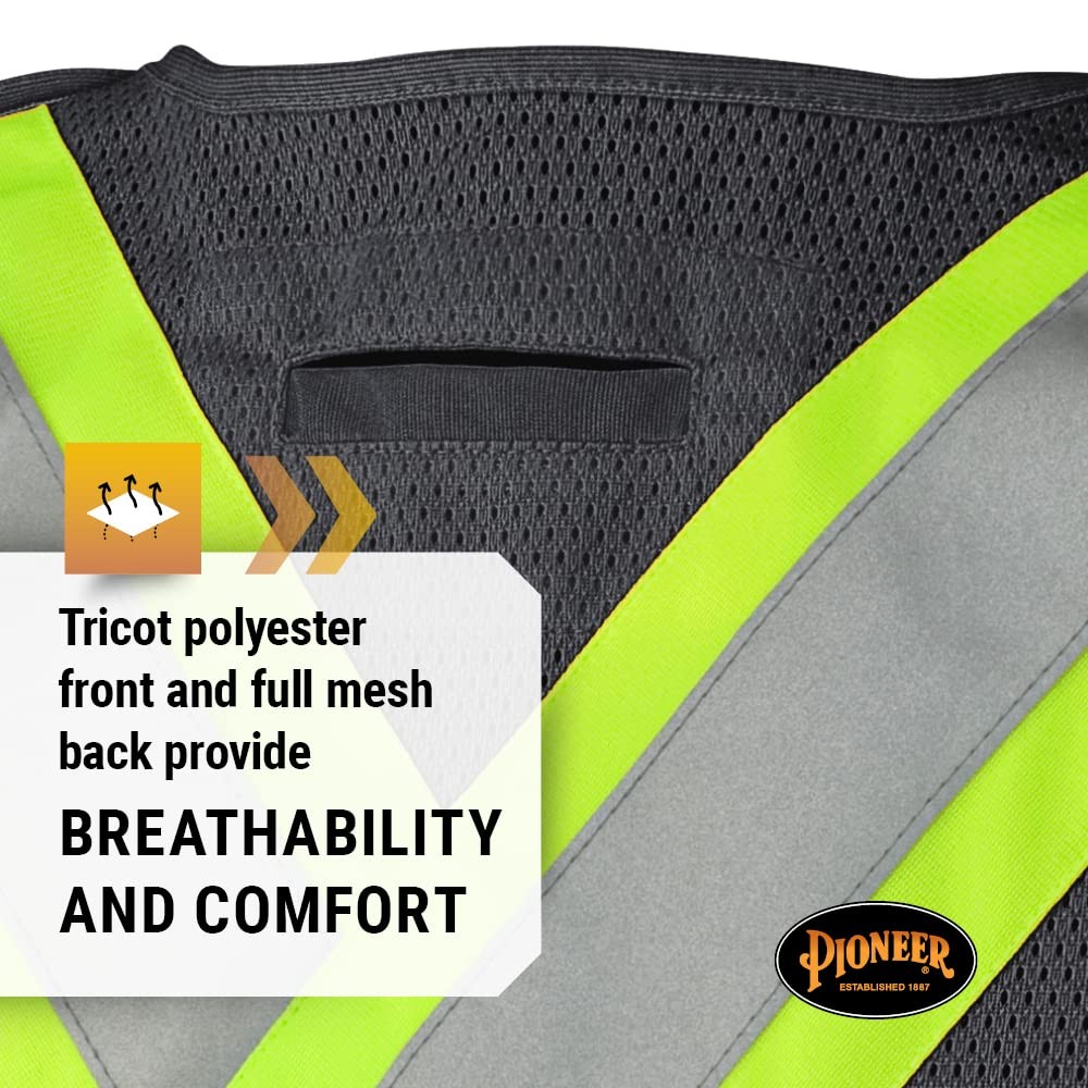 Hi Vis Tear-Away Mesh Back Safety Vest for Me – Reflective Tape, 4 Pockets – …