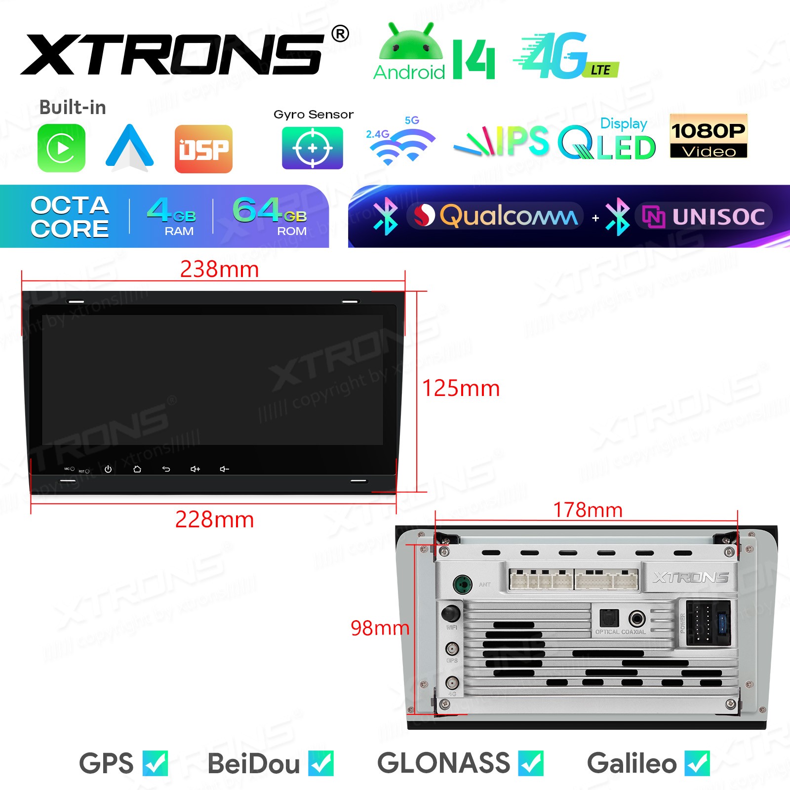 Android 14 Car GPS for Audi A4 S4 RS4 8 Core 4GB 64GB Wireless CarPlay DSP WiFi