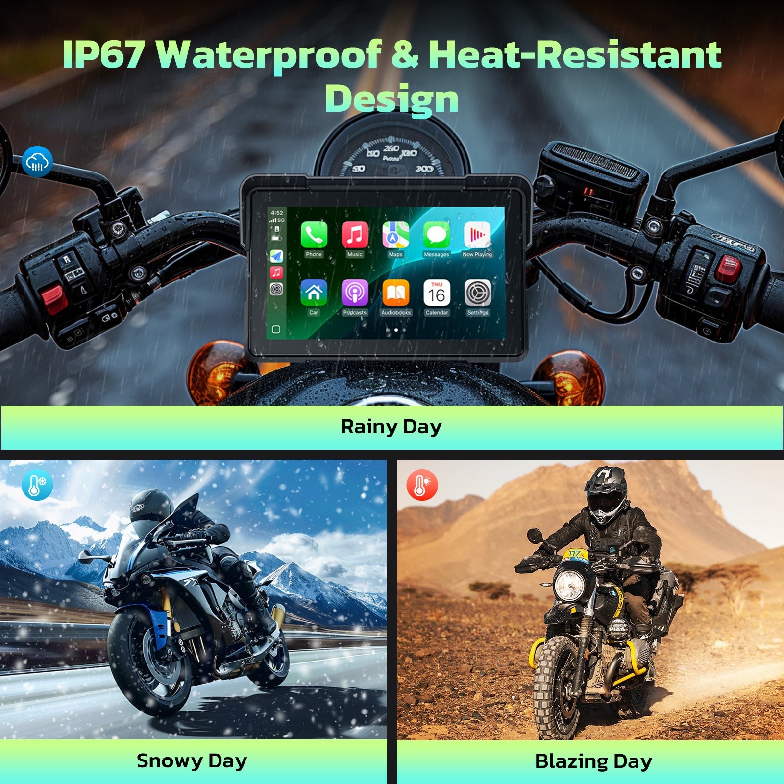 7inch Carplay Screen for Motorcycle Wireless Moto CarPlay Android Auto GPS