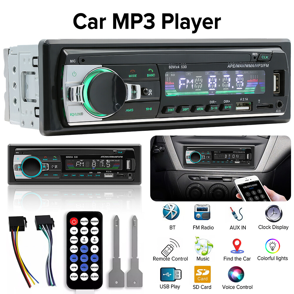 Single 1 DIN Car Stereo Radio Bluetooth MP3 Player AUX USB AM FM Audio Receiver