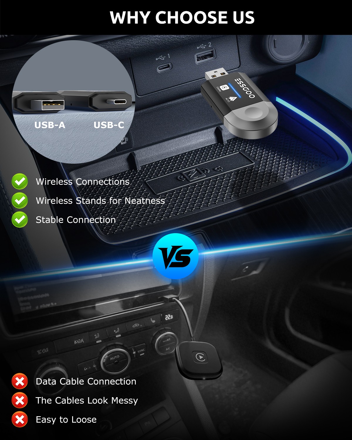 Dash Cam 3″ 1080P Dual Lens Car DVR Recorder Front And Rear Camera Night Vision