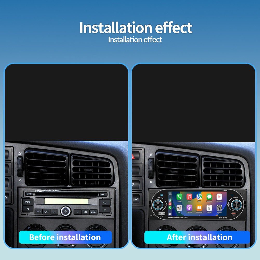 5.1in Car Multimedia Player Audio Stereo Type-C Fast Charging W/Rear Camera
