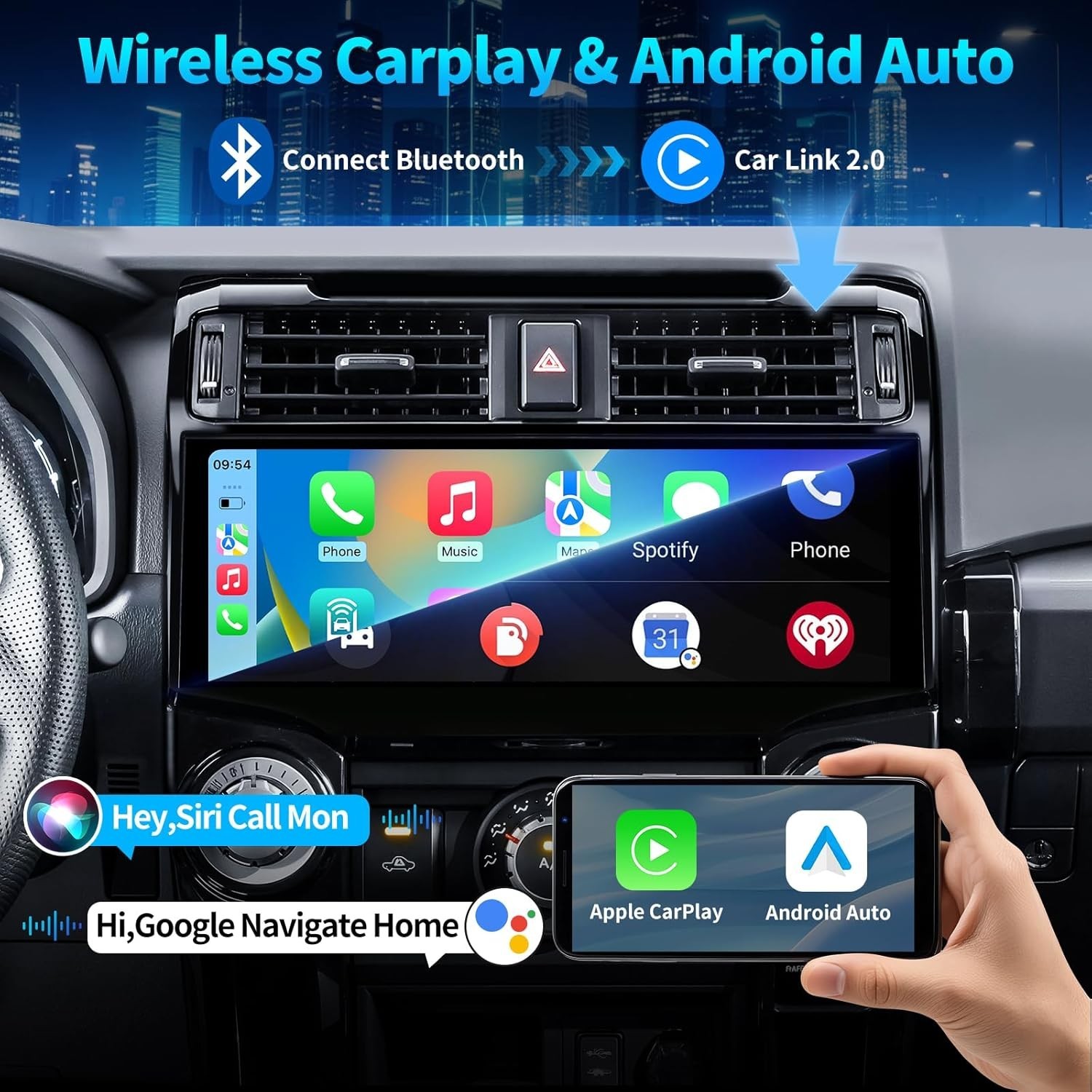 12.3inch Car Radio BT CarPlay Android Auto Unit For Toyota 4Runner 2010-2023