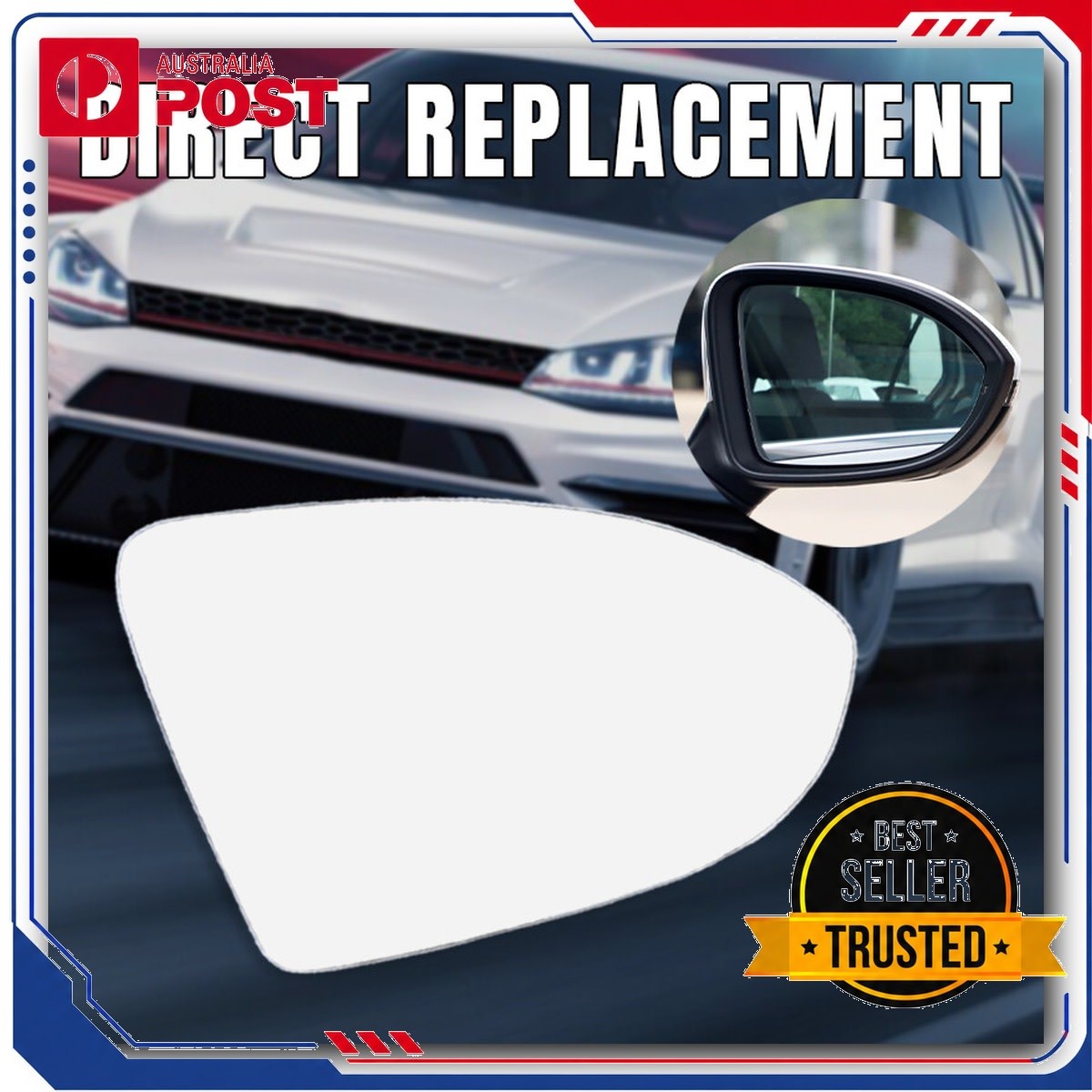 Driver Side Mirror Glass Heated Convex for VW Golf MK7 MK7.5 2013-2018