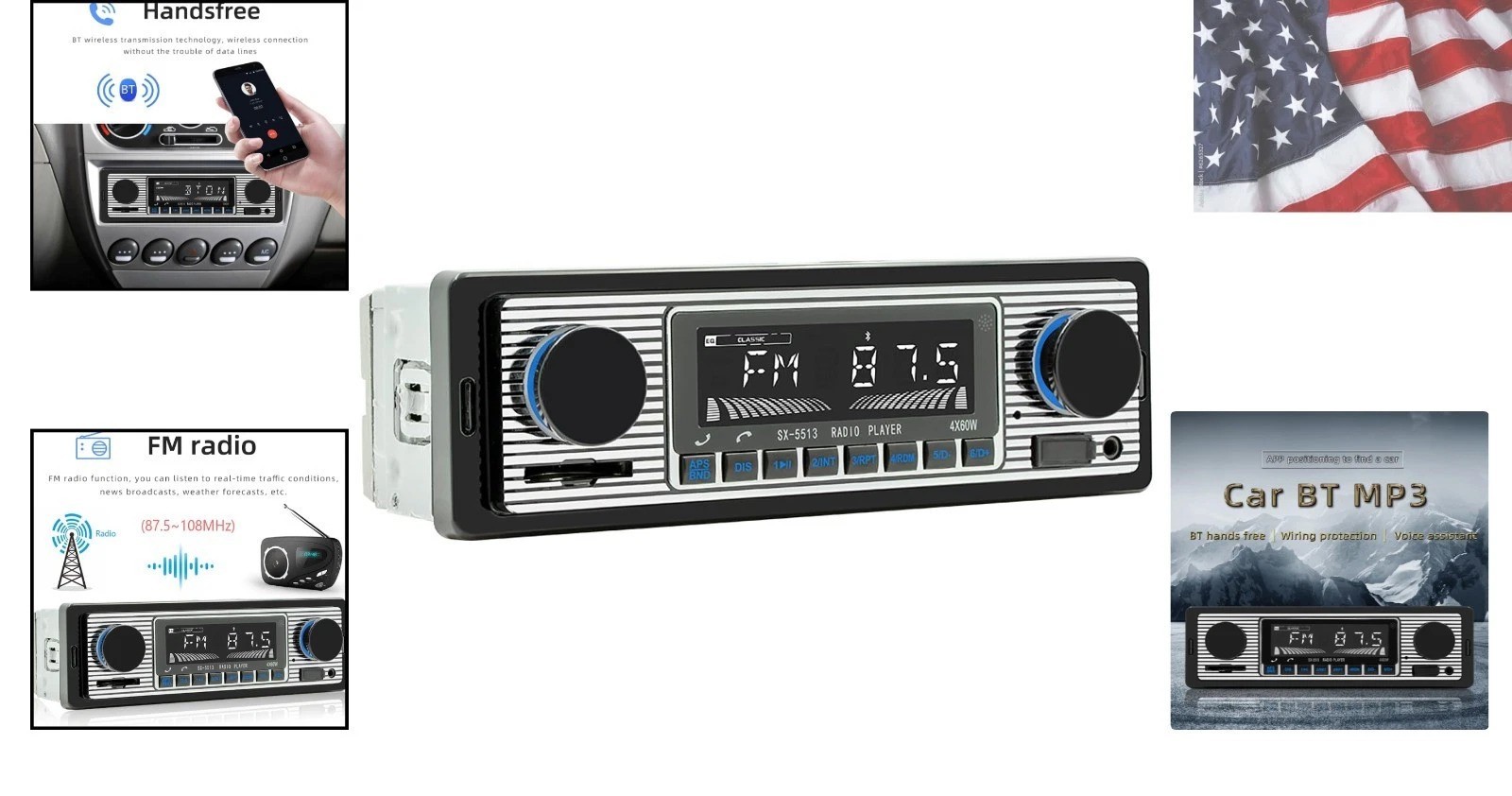 Classic Single Din Car Radio with Bluetooth, Car Stereo FM Radio Receiver, Ha…