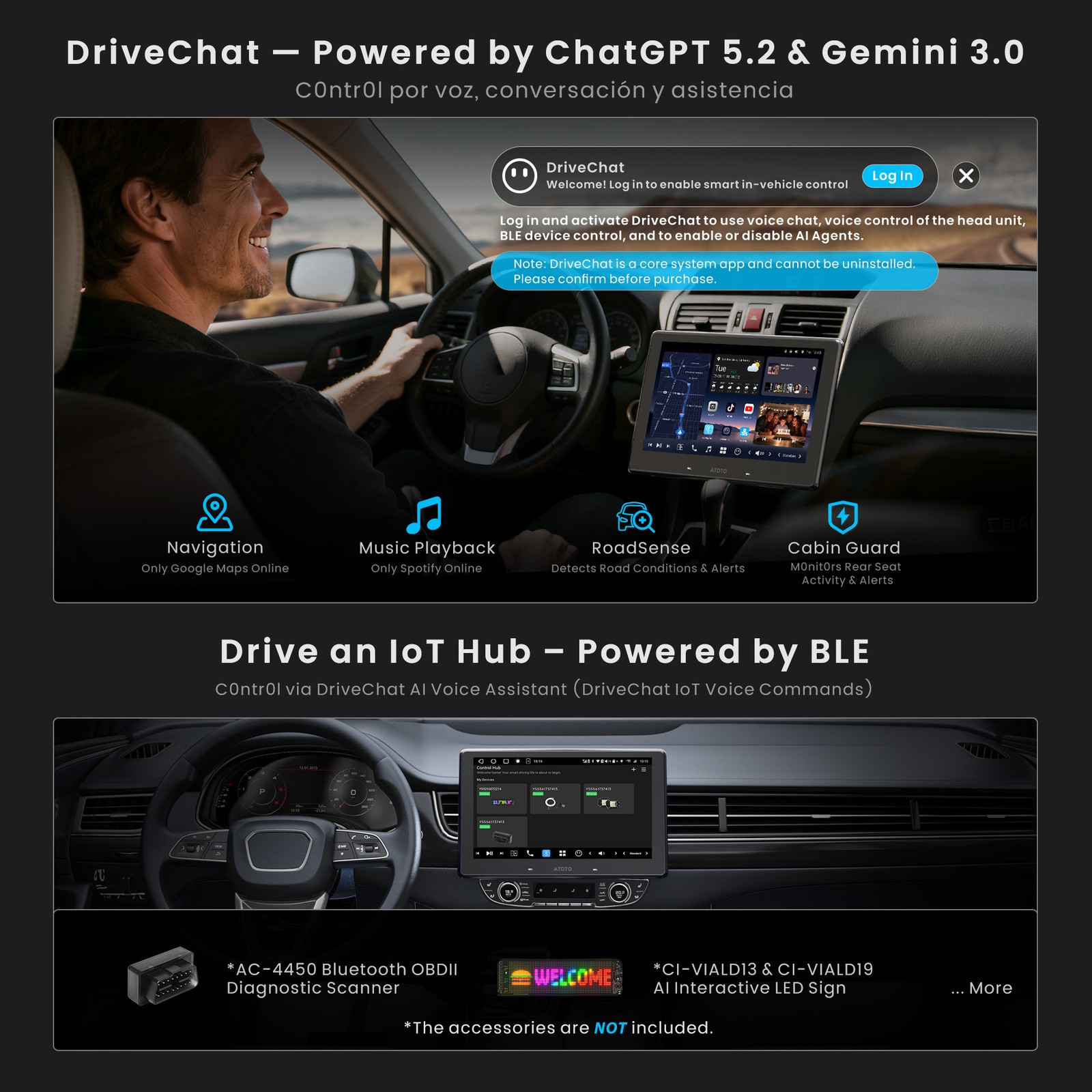 ATOTO Flagship 9″ Android 2DIN Car Stereo Carplay Smarter AI Vision Hi-Volt RCA
