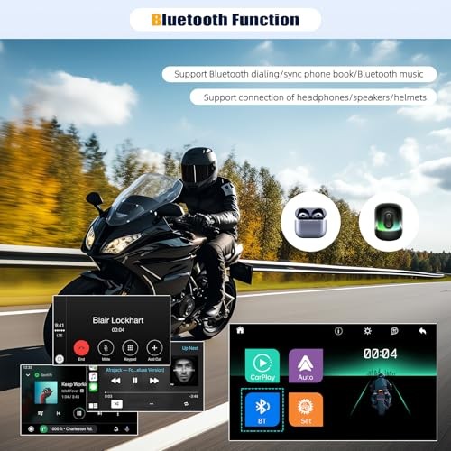 CarPlay Screen for Motorcycle,Portable Wireless Carplay/Android Auto for